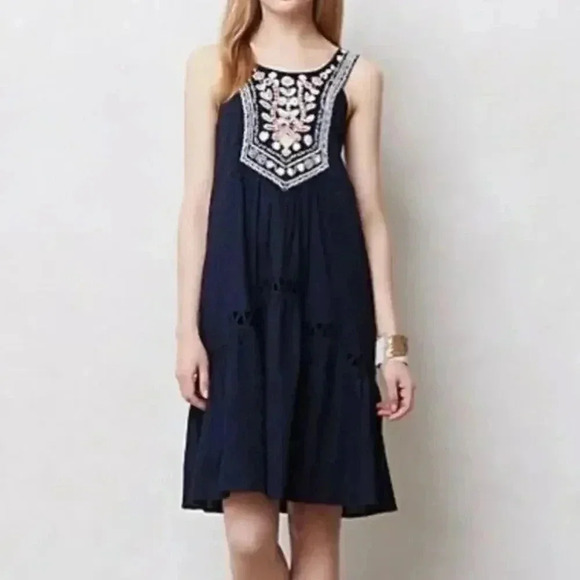 Anthropologie Maeve Navy Tisa Swing Dress Size 2 - Picture 3 of 9